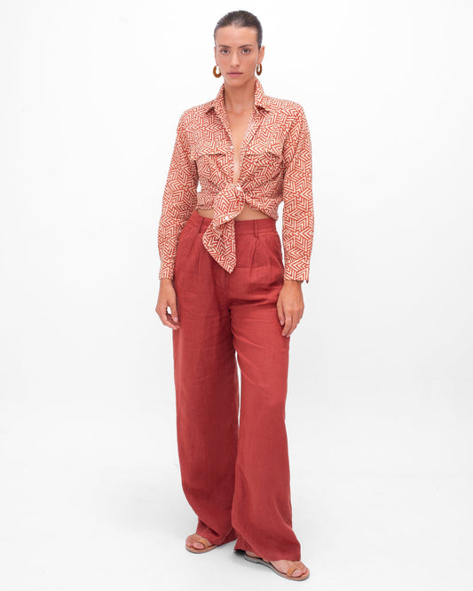 Ada Flat Front Pant - Desert Queen