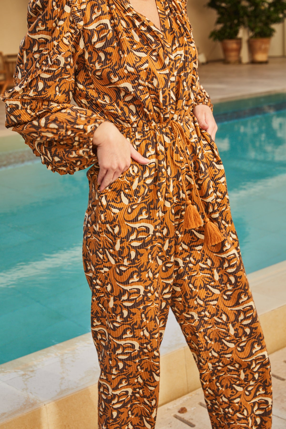 Salome Jumpsuit - Mustard Paisley